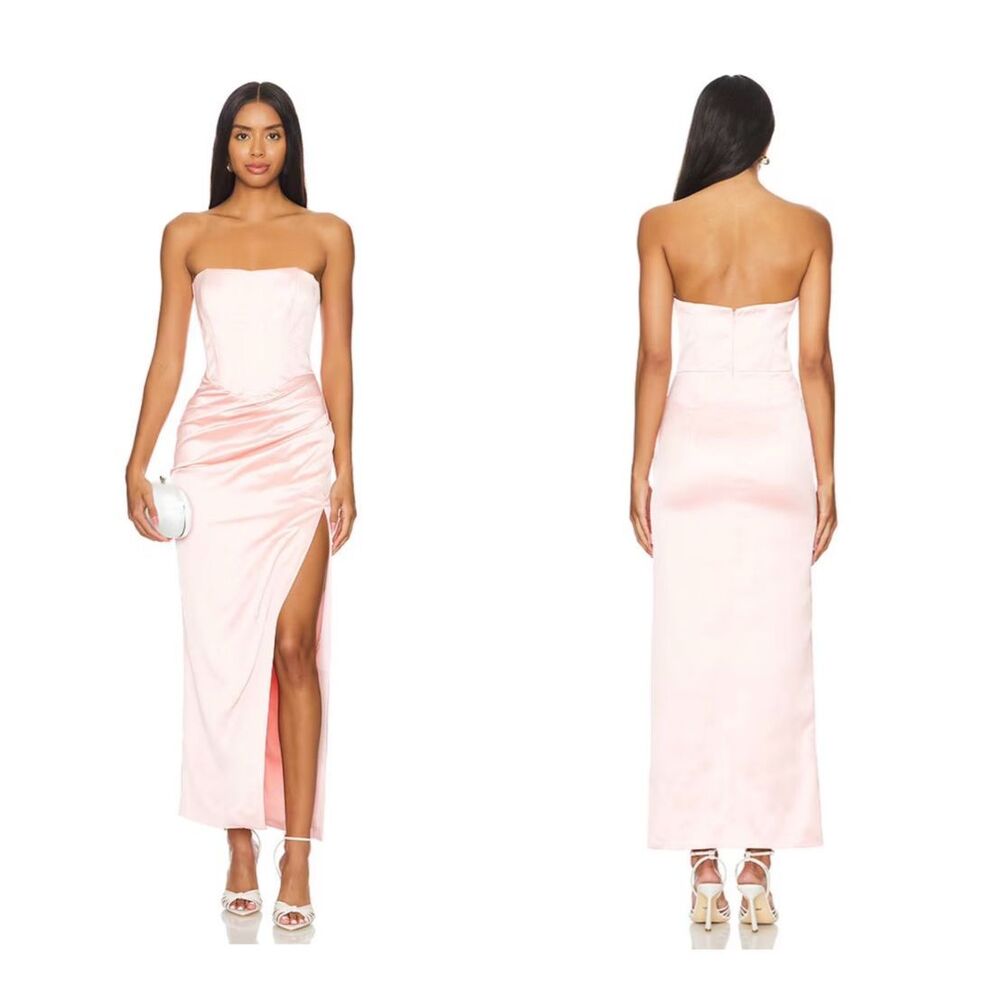 NWT Bardot Everlasting Satin Midi Dress in Soft Pink Size S $148